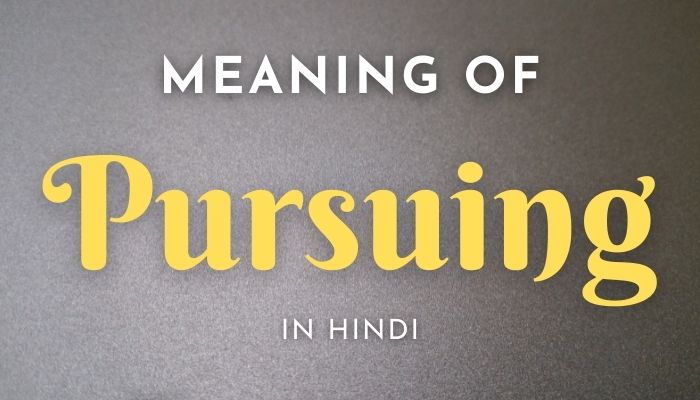 Pursuing को हिंदी में क्या कहा जाता है? (pursuing meaning)